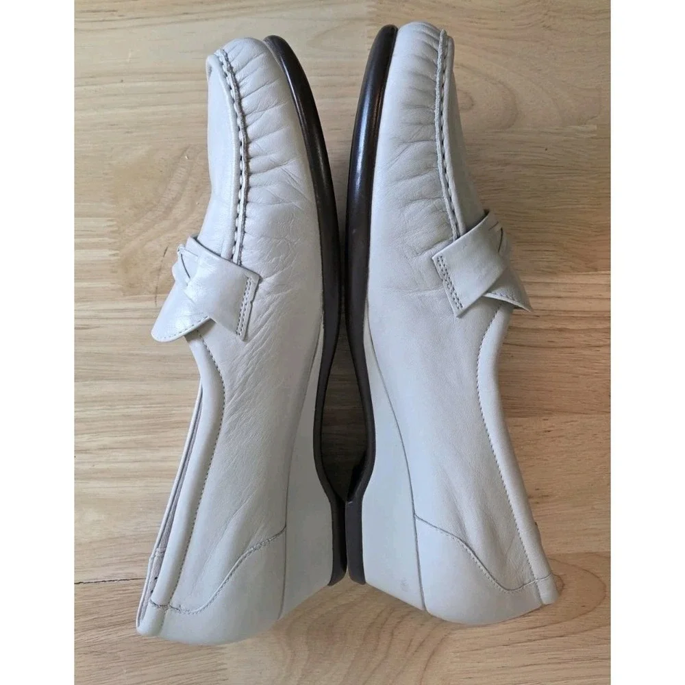 SAS Womens Tripad Comfort Bone White Leather Wedge Loafers Shoes Size 11‎ W L8